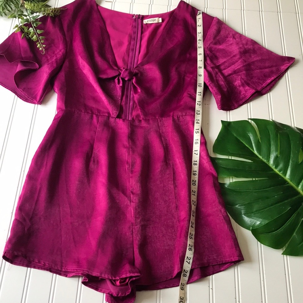 Essue romper purple tie knot cutout sheen - Picture 3 of 11